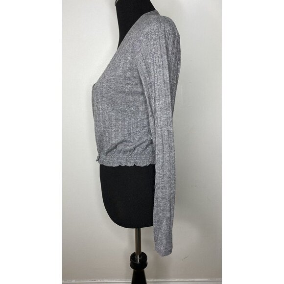 NWT Women's‎ Abound Pointelle Knit Crop Grey Sweater S - Picture 4 of 10